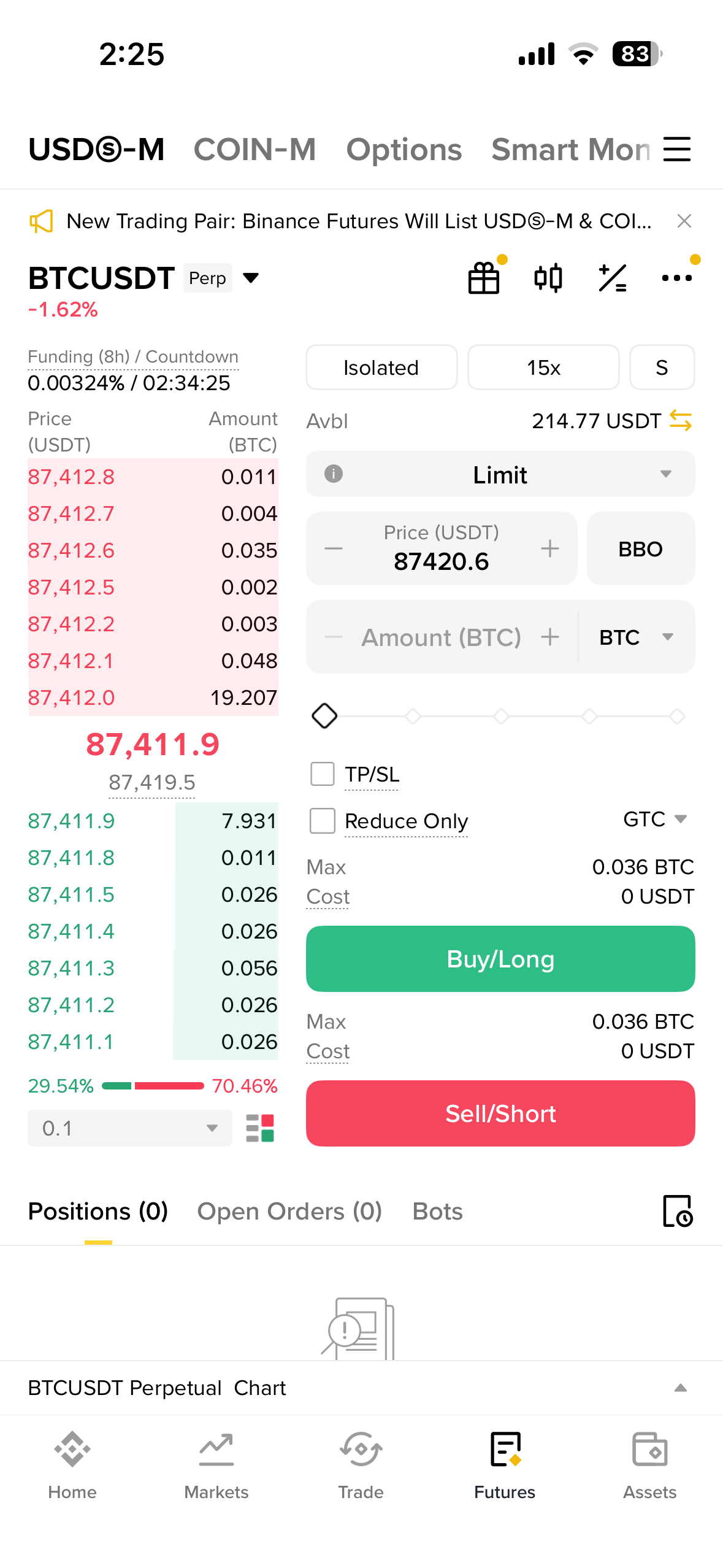 Binance trading screen background